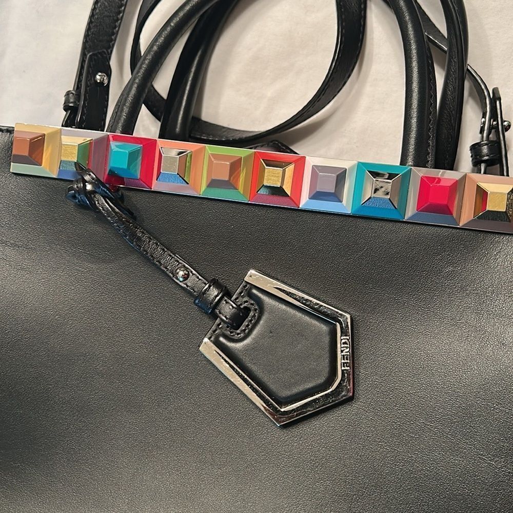 Fendi Vitello Baltico Dolce Studded Petite
2Jours  Multicolor Black Tote Bag - Picture 13 of 15